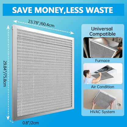 UBeesize 24x30x1 Air Filter Reusable & Washable - size: 23.78x29.84x0.8