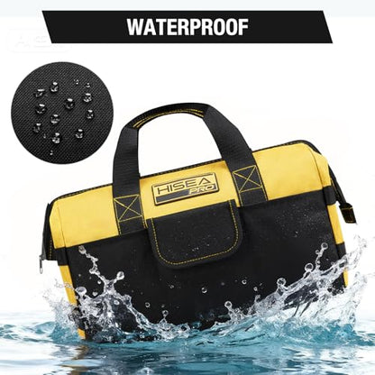 HISEA 3 Pack Heavy Duty Tool Bag, 16-Inch Waterproof Tools Organizer Tote - color: Navy, Yellow, Red, size: 16 Inch