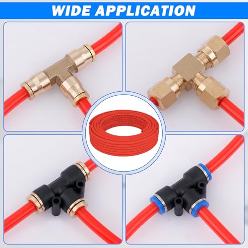 CheeMuii 50FT 1/4" DOT Air Line 1/4 Air Hose PA12 Nylon Pneumatic Tubing - color: Red, size: 1/4"OD-50FT