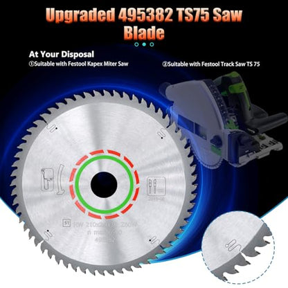 495382 Blade Compaible with Festool 495382 TS 75 Plunge Cut Saw, 60 Tooth - style: 60T,210x2.4x30mm