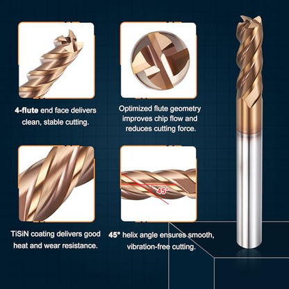 Carbide End Mill 1/4" Dia 3/4" CL 2-1/2" L 1/4" Shank 4 Flute - size: 1/4" Dia - 3/4" CL - 2-1/2" L - 1/4" Shank