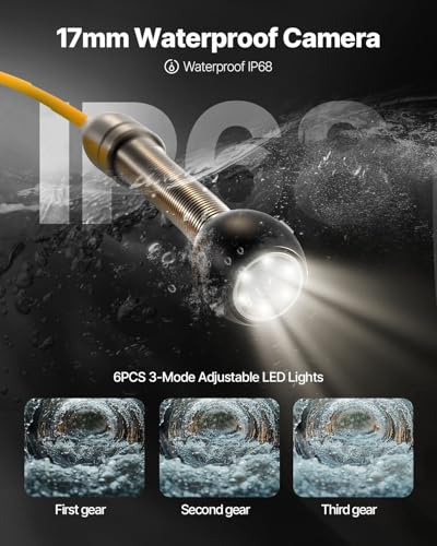 VEVOR Sewer Camera, 98.4 ft/30 m, 4.3" Pipe Drain Inspection Camera with DVR Function and LED Lights, Waterproof IP68 Borescope, Industrial Endoscope for Home Wall Duct Drain Pipe Plumbing - size: 98ft/30m, style: 4.3'' Screen with DVR Function