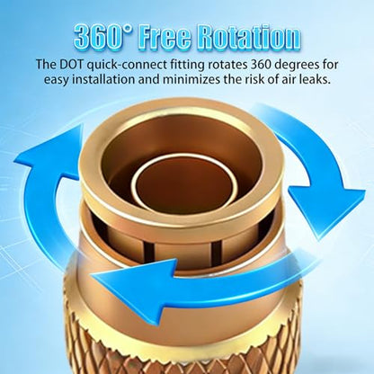 1/4" DOT Brass Push to Connect Air Brake Fitting, 4 Pack Pneumatic Tube Union Connector, 1/4 Inch Tube OD Push-in Fitting for Truck Trailer Air Lines & Industrial Piping Systems - size: 1/4inch