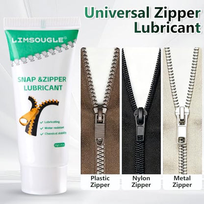 Zipper Lubricant for Plastic & Metal - Non-Staining Lube Silicone Grease for Zippers on Clothing, Wetsuits, Boat Covers, Dresses & More, Marine-Grade with Applicator Brush, 1.05 oz - size: 1-PACK