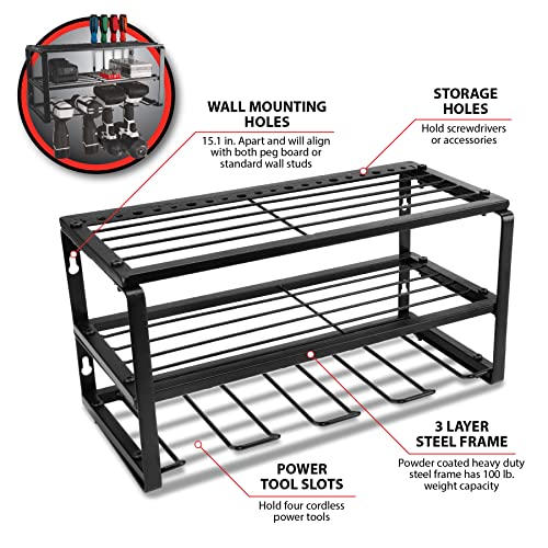 Performance Tool W7701 16 in. 3 Tier Power Tool Organizer Wall Mount - style: 16" Power Tool Storage Rack