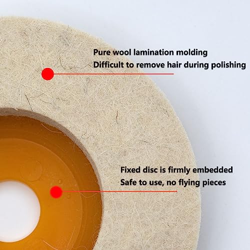 5 Pcs 4.5 Inch Wool Felt Polishing Wheel Disc,Wool Polishing Wheel Disc for 7/8 Inch Angle Grinder, for Metal Aluminum,Stainless Steel, Chrome, Jewelry, Wood, Plastic, Ceramic, Glass - style: 5pcs 4.5"
