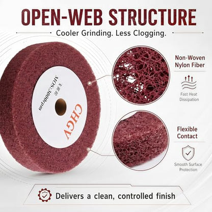 200mm x 25mm Non-Woven Nylon Polishing Burnishing Wheel, 320 Grit Wire Drawing Abrasive Flap Wheels 8" x 1" Polishing Flap Wheel for Stainless Steel Aluminum Copper Wood Metal(Red) - style: Red 8" x 1"