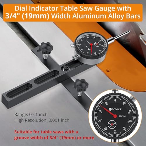 Neoteck 0-1"/0.001" Dial Indicator Table Saw Gauge Suitable for Table Saws - color: Black