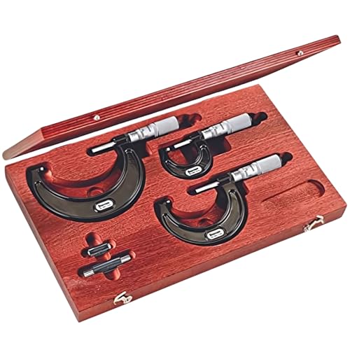 Starrett Outside Digital Micrometer Set, 0-3" Range, .0001" Graduation - color: Black Wrinkle, size: 0-3" Set Range (Friction)