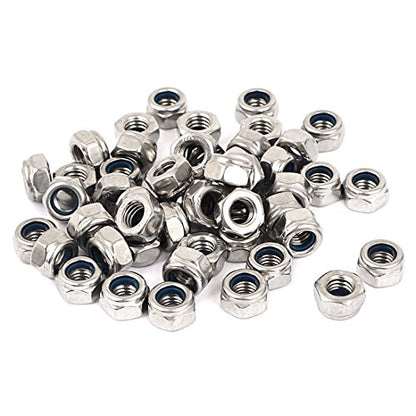 uxcell M6 316 Stainless Steel Self-Locking Nylon Insert Hex Lock Nuts 50pcs
