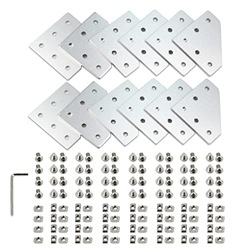 12PCS Corner Bracket Plate Outside Joining Plate for 2020 Series Aluminum Profile 3D Printer Frame (L-Silver-2020) - style: L-Silver-2020
