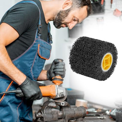 QWORK 4.5 x 4 Inch, 40 Grit Abrasive Wheel & 3/4 Inch Wire Polishing Drum, Versatile Paint
