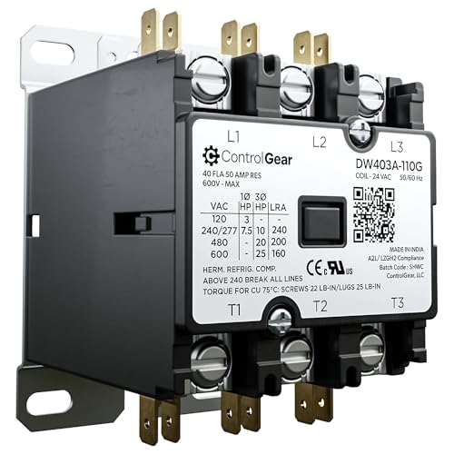 3-Pole Definite Purpose Contactor, 40A, 24V Coil, UL Recognized, A2L Cert. - size: 3P 40A 24V coil