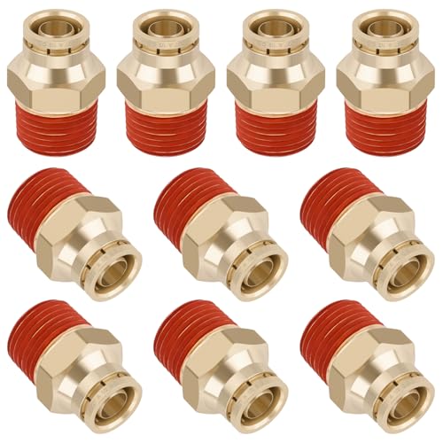 DOT Approved Male Straight Brass Union 1/2" Tube x 1/2" NPT, 10PCS - size: 1/2" OD x 1/2" NPT