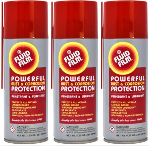 Fluid Film 11.75 oz Corrosion & Rust Protection Spray 3 Pack, Spray Can Extension Wand, Can-Gun1 Premium Can Tool Aerosol Spray