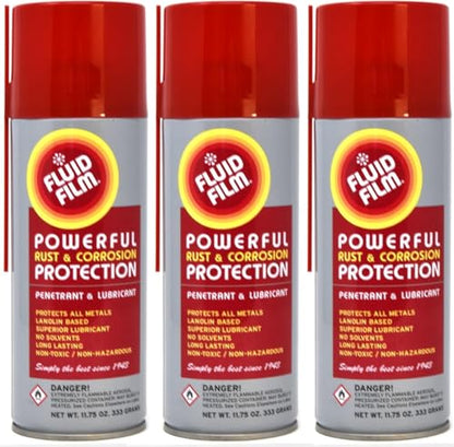 Fluid Film 11.75 oz Corrosion & Rust Protection Spray 3 Pack, Spray Can Extension Wand, Can-Gun1 Premium Can Tool Aerosol Spray