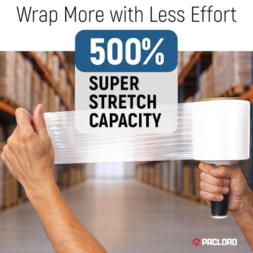 5” x 1000’ Stretch Wrap Mini 2 Rolls with Handle – Clear Plastic Stretch Film 80 Gauge, 500% Elongation, Heavy Duty Shrink Wrap for Moving, Packing & Shipping - style: Pack of 2