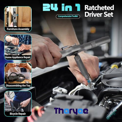 24 in 1 Magnetic Ratcheting Screwdriver Set with Detachable Handle