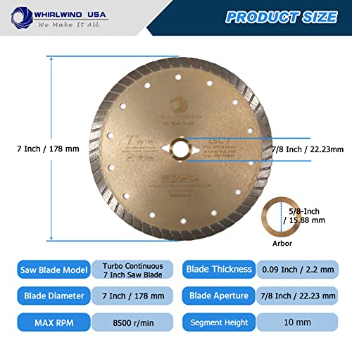 LSC 7 inch Dry or Wet Cutting General Purpose Continuous Turbo Angle Grinder Diamond Saw Blades for Concrete Masonry Brick Stone(7'' LSC) - size: 7" LSC