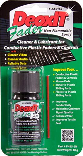 CAIG LABORATORIES DeoxIT Fader FN5S-2N Mini-Spray, Contact Cleaner/Lube/Protector for Conductive Plastics & Carbon Controls, Nonflammable/Non-Drip, 40g, Pack of 1