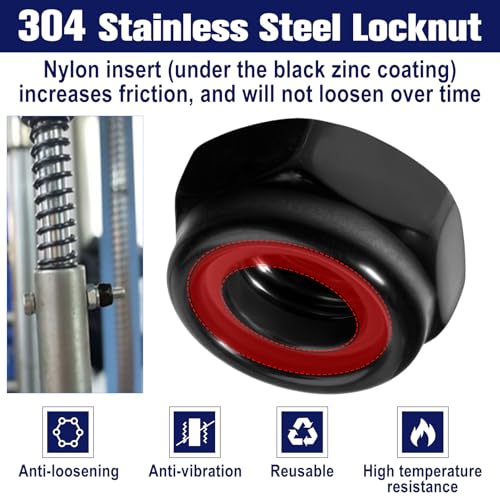 50Pcs M4 x 0.7mm Self-Lock Nylon Inserted Hex Lock Nuts, Black - size: M3-Black
