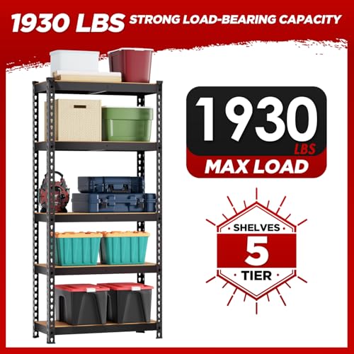 BestOffice 5 Tier Storage Shelves Adjustable Garage Shelves 15.7" D x 35.4" W x 72" H Heavy Duty Garage Shelving with Premium Materials MDF Boards for Kitchen Basement Warehouse Pantry - size: 36"W x 16"D x 72"H