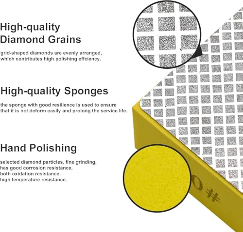 4pcs Diamond Hand Polishing Pads for Ceramic Tile Glass Grinding,Sanding Blocks 400# - color: Diamond, size: 400#
