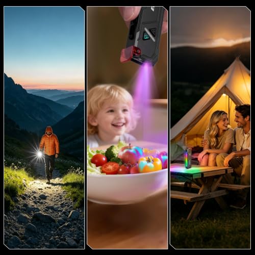EverBrite Flat Rechargeable EDC Flashlight with RGB/UV Light for Home - color: Black