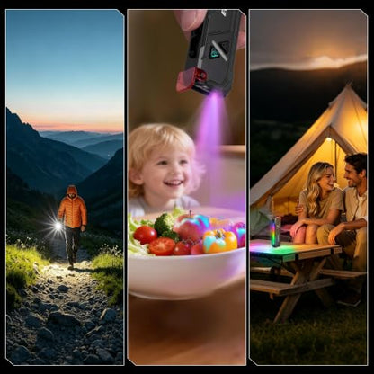 EverBrite Flat Rechargeable EDC Flashlight with RGB/UV Light for Home - color: Black