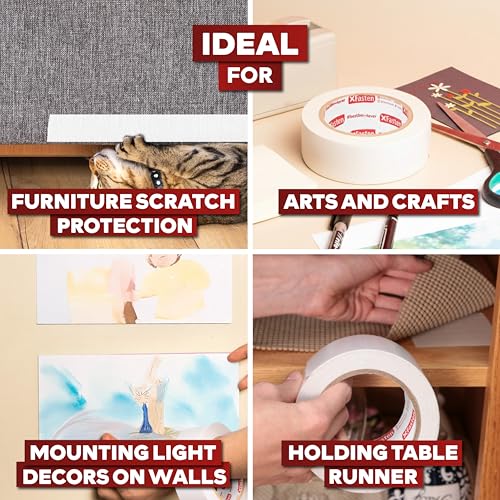 XFasten Double Sided Tape, Removable, 3-Inch by 15-Yards, Single Roll, Residue-Free and Surface Safe Double-Sided Adhesive Tape - size: 3-Inches x 15-Yards