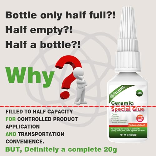 20g Ceramic Glue, Instant Ceramic Super Glue for Porcelain & Pottery - size: 20g Ceramic Glue