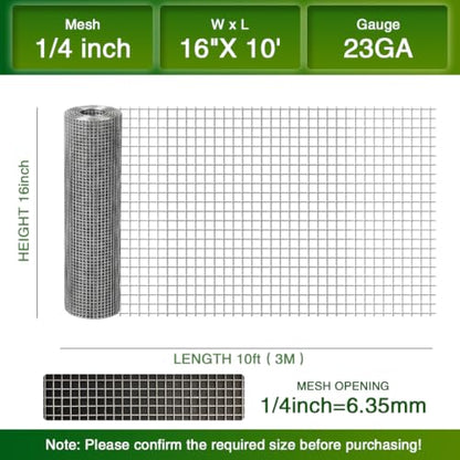 Chicken Wire Fence,Hardware Cloth 1/4 Inch 16inx10ft (23 GA) - color: 1/4inch, size: 16in x 10ft