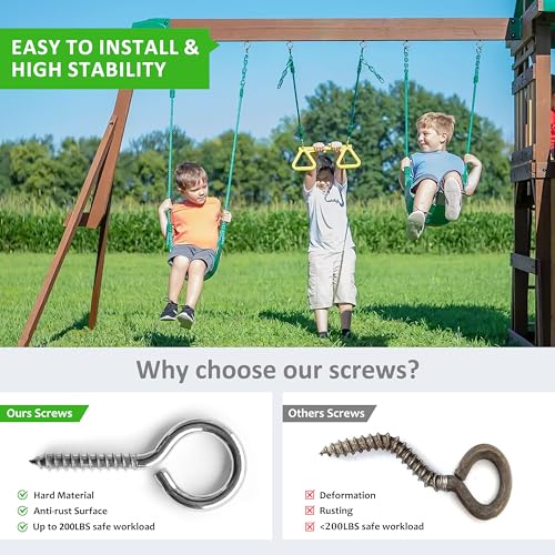 M5 20 Pcs 304 Stainless Steel Screws Eye,2.56 Inch Screw Self Tapping Eye,Load Bearing 200LB, Duty Eye Bolt for Wood Securing Cables Wire,Indoor & Outdoor Use (20, M5 2.56 Inch) - size: M5 2.56 Inch