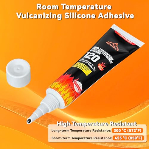Wood Stove Door Gasket Cement, 850°F RTV High Heat Silicone Sealant, High Temperature Resistance Silicone Material Adhesive, Black, 100ml