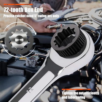 Egofine 5/16 inch Ratcheting Combination Wrench SAE, Industrial Grade Gear Spanner with 12-Point Design, 72-Tooth Ratchet, Chrome Vanadium Steel (Pack of 2) - size: 5/16" (Pack of 2)