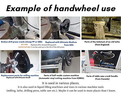 4" Ultimate Handwheel Fits 1/2" Shaft or Smaller - Table Saw, Lathe & More - size: 4" X 1/2"