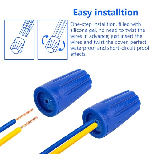 36 Pcs Blue Waterproof Wire Connectors Outdoor Wire Nuts - color: blue-36