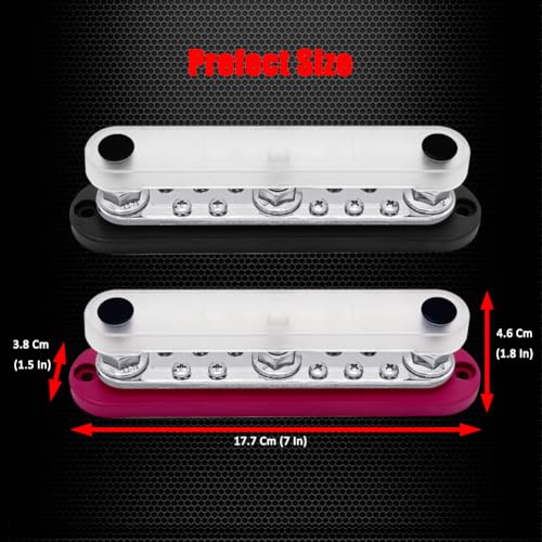Ampper 3 x M10 Posts Power Distribution Block BusBar 10 M4 Screws, 7" R & B - color: Red & Black, size: 3M10+10M4