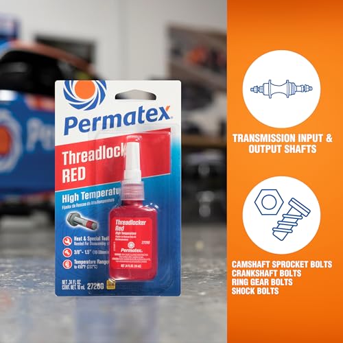 Permatex 27200 Hiigh Temperature Threadlocker Red, 10 ml - size: 10 ml, style: Liquid - High Temperature