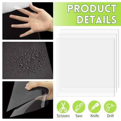 Clear Plastic Sheet, 10 PCS 12" x 12" x 0.02 Plexiglass Sheets,Clear PET Sheet Panels, Clear Acrylic Plastic Sheet for Picture Frame, Invitations, Poster Frames
