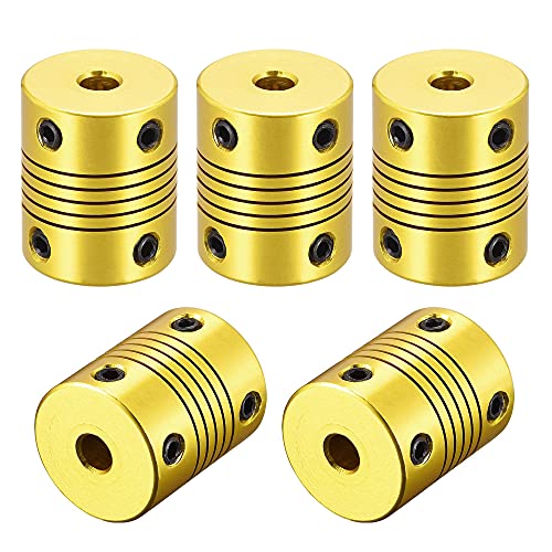 uxcell 5 Pcs 5mm to 5mm Aluminum Alloy Shaft Coupling Flexible Coupler L25xD20 Golden Tone - color: Golden Tone, size: 5mm to 5mm
