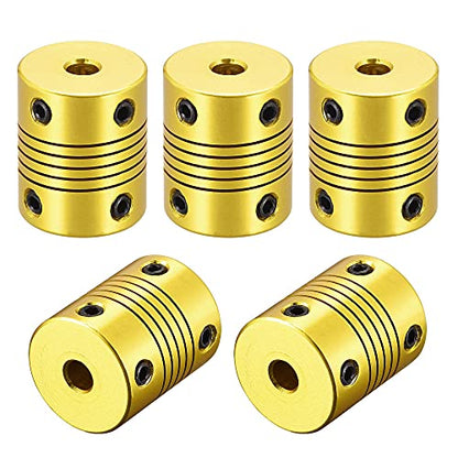 uxcell 5 Pcs 5mm to 5mm Aluminum Alloy Shaft Coupling Flexible Coupler L25xD20 Golden Tone - color: Golden Tone, size: 5mm to 5mm