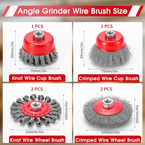 6 Pack Angle Grinder Wire Wheel, Wire Wheel Brush for 4-1/2" Angle Grinder - color: Wheel Brush & Cup Brush