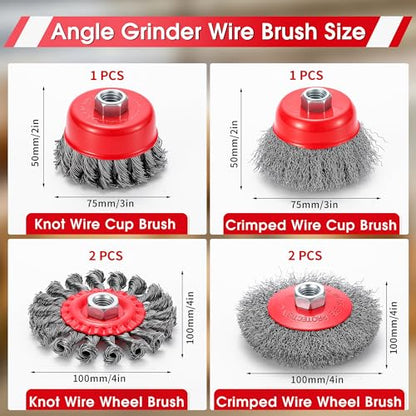 6 Pack Angle Grinder Wire Wheel, Wire Wheel Brush for 4-1/2" Angle Grinder - color: Wheel Brush & Cup Brush