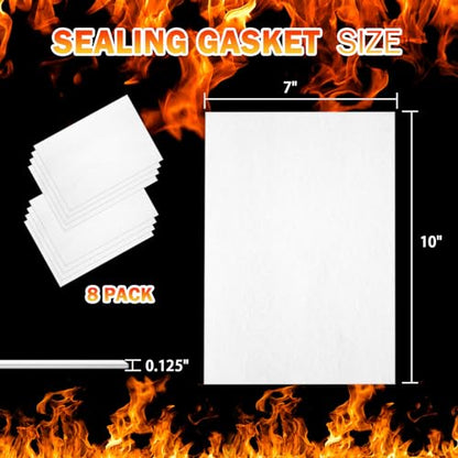 High Temperature Gasket Paper, Ceramic Fibre Furnace Gasket Material Insulation Fireplace Sheet for Pellet Stove, Wood Stove, Boiler, Furnaces, Kiln, Forge DIY Exhaust Gasket, 7"x 10"x1/8"Thick, 8 Pcs