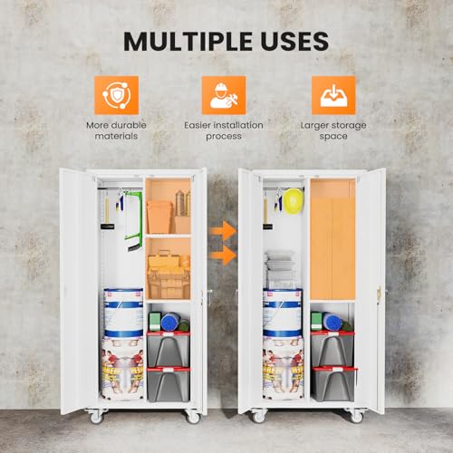 DUMOS 72 Inch Metal Garage Storage Cabinet, Rolling Tool Cabinet