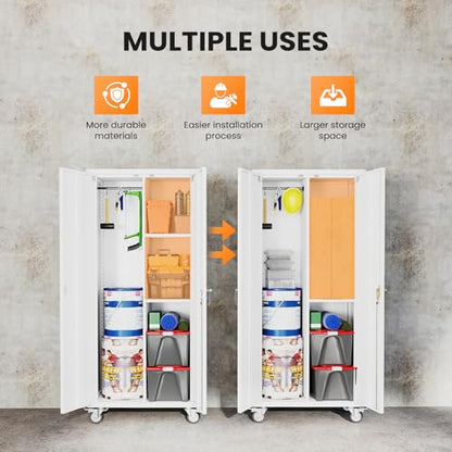 DUMOS 72 Inch Metal Garage Storage Cabinet, Rolling Tool Cabinet
