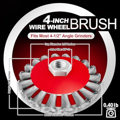 DIYSELF 3 Pack Wire Wheels for 4 1/2 Angle Grinder, 3 & 4 Inch, 5/8 Arbor