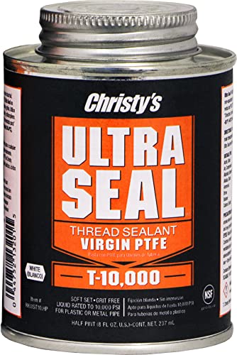Christy's Ultra Seal T-10,000 Virgin PTFE Thread Sealant, White, 1/2 Pint