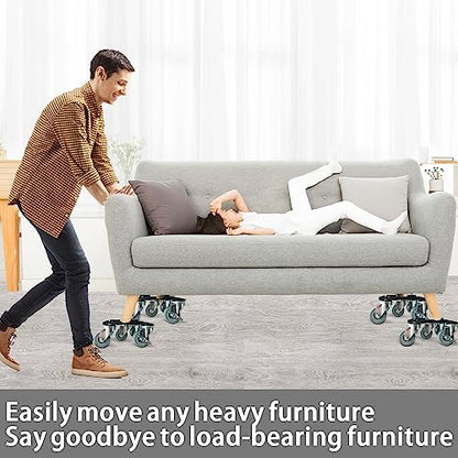Furniture-Dolly-Furniture-Movers-with-5-Wheels, Furniture Sliders Large Size Carbon Steel Panel Lifter Tool for Moving Heavy Furniture, Furniture Dollies with 2 Brakes, Max Capacity 3335 Ibs - size: Large-Grey